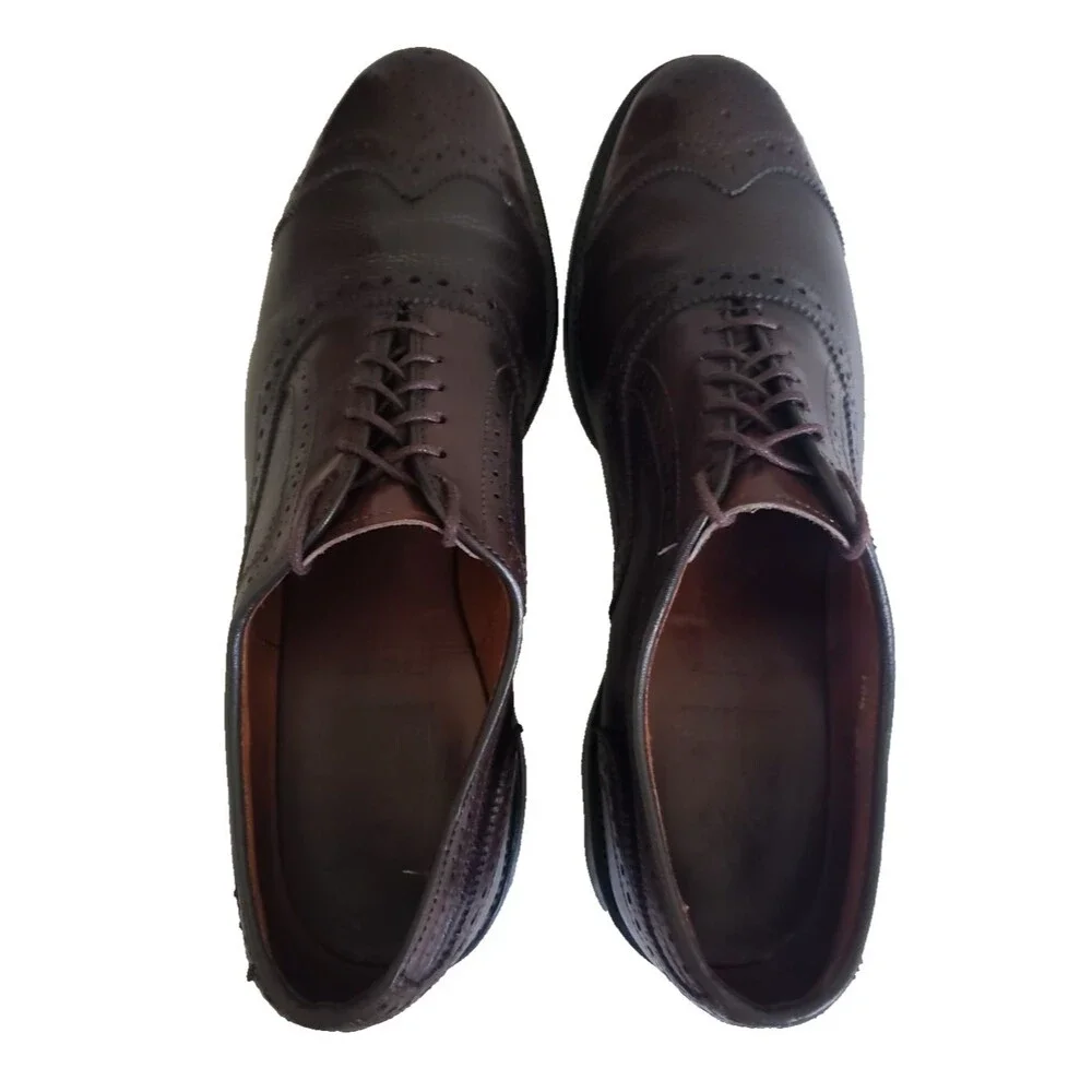 Allen Edmonds Hamptons 6621 Wingtip Oxfords Sz10.5 B Brown Burnished Calf Great